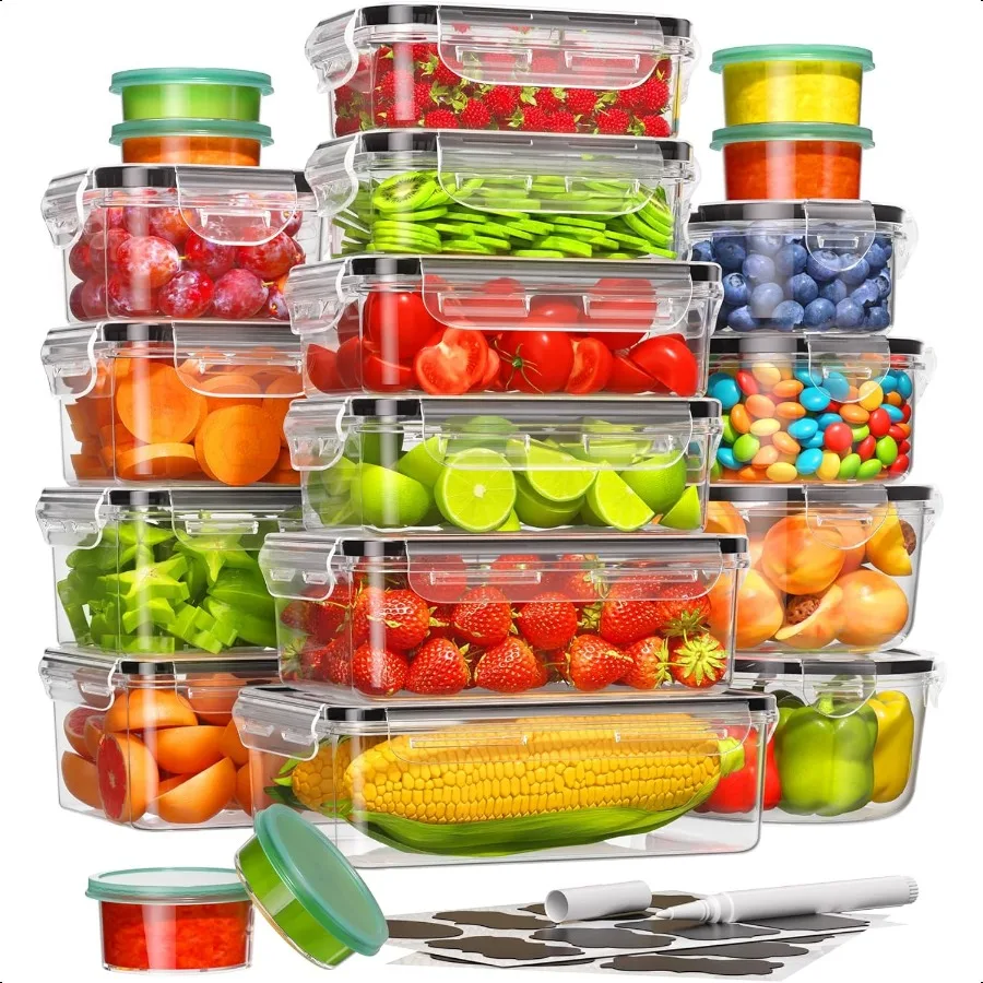 

40 Piece Food Storage Containers with Lids 20 Containers 20 Lids BPAFree Plastic Food Containers for Kitchen Storage and Organi