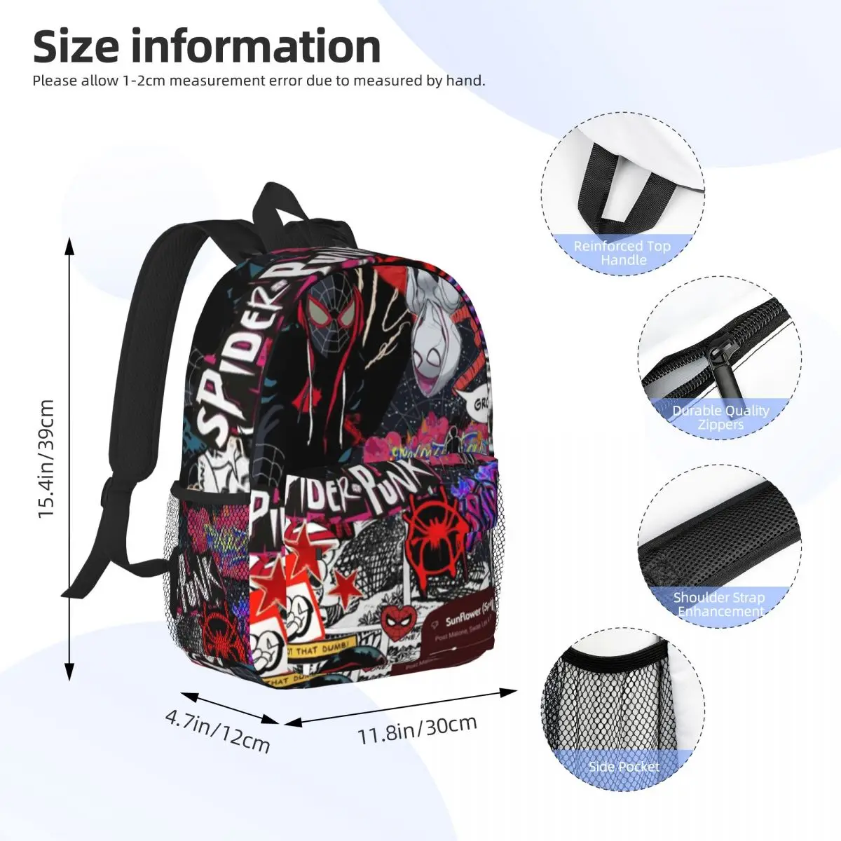 Wasserdichter 15-Zoll-Rucksack von Spider Ghost – leichte Reisetasche mit mehreren Taschen für die Organisation