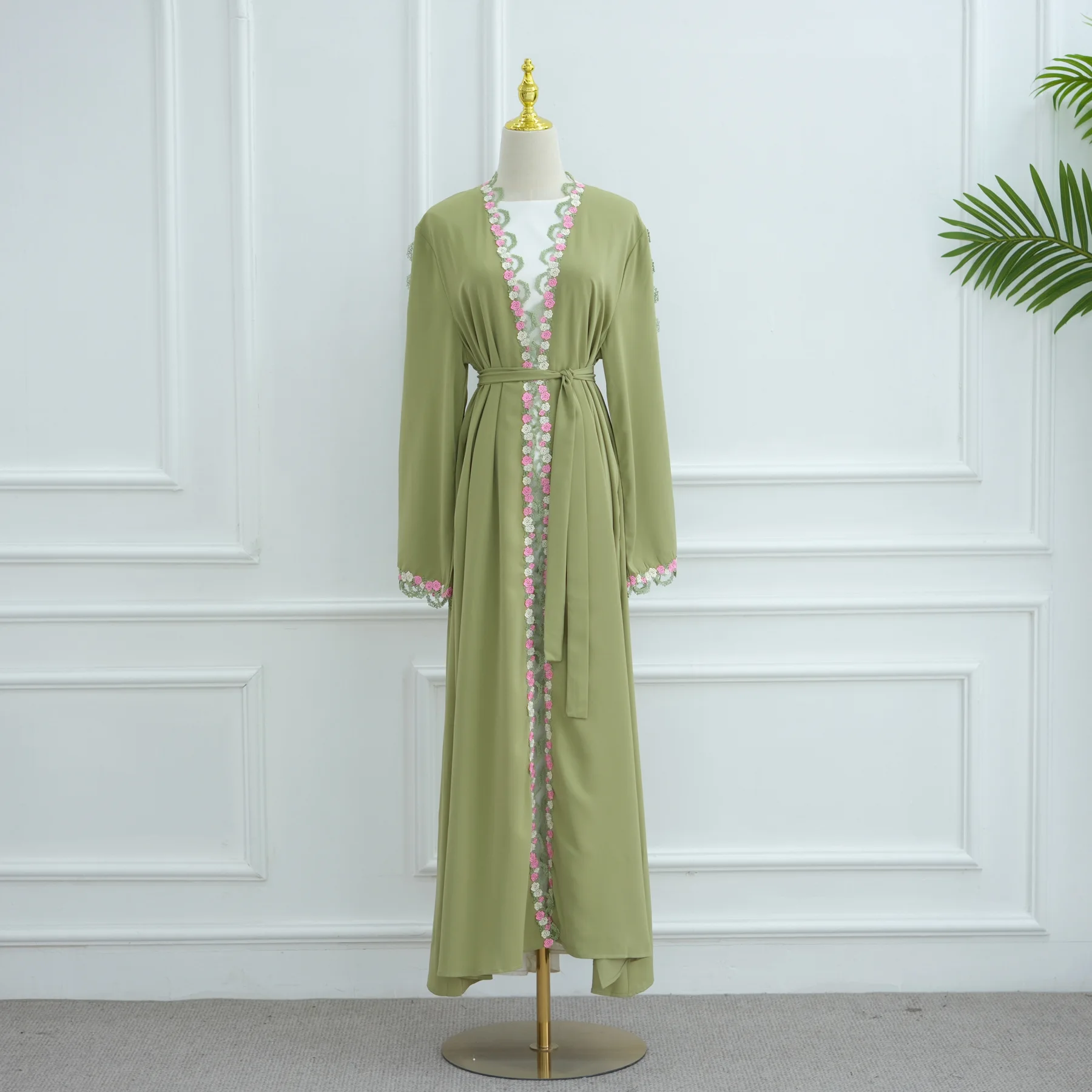 

Eid Flower Embroidered Abaya for Women Muslim Cardigan Dresses Kimono Abayas Dubai Luxury Islamic Clothing Ramadan Kaftan Robe