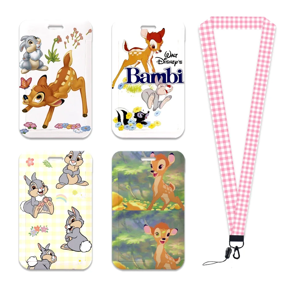 Bambi Disney Card Holder Lanyards Credit Card Case Neck Strap Keychain ID Badge Holders Employee ID Case