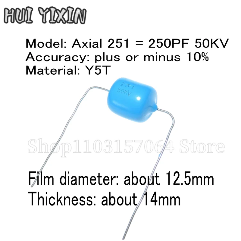 Axial high voltage ceramic capacitor 50KV 50000V 222 2.2NF 102 1NF 1000PF 251 250PF 471 470PF Axial capacitance