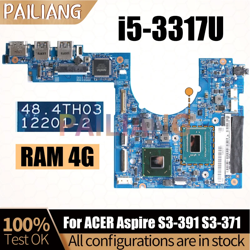 Imagem -02 - Placa-mãe do Portátil para Acer Aspire Placa-mãe Testada Completa Ram 4g 122012 Sr0n8 I53317u S3-391 S3-371