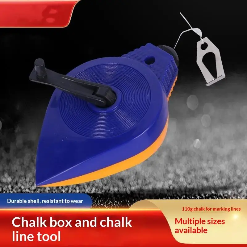 Chalk Line Reel With Durable Wear Resistant Shell And 110g Marking Powder For Woodworking Construction Home Renovation Work