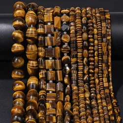 High Quality Yellow Tiger Eye Stone Beads Natural Round Heart Rondelle Cube Irregular Loose Spacer Bead For Jewelry Making DIY