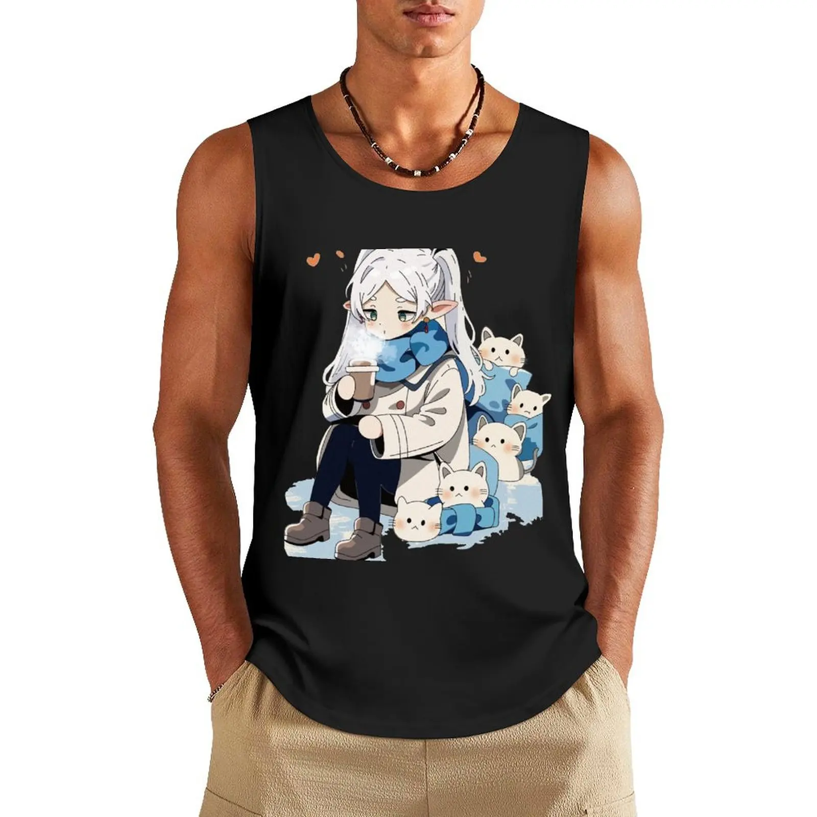 

Frieren - Sousou no Frieren Tank Top Gym clothes anime top bodybuilding t shirt Men's summer t-shirt