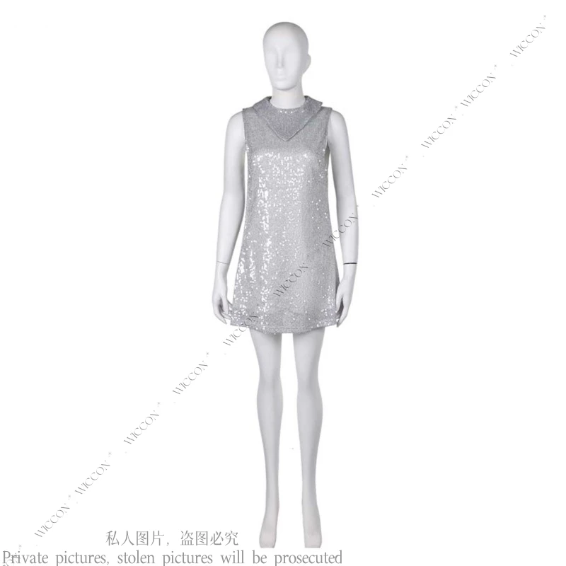 Silver Glitter Dress Anime Movie Cosplay Costume Sparkling Shine Sexy Dress Woman Outfit Daily RolePlay Halloween Party Play Set