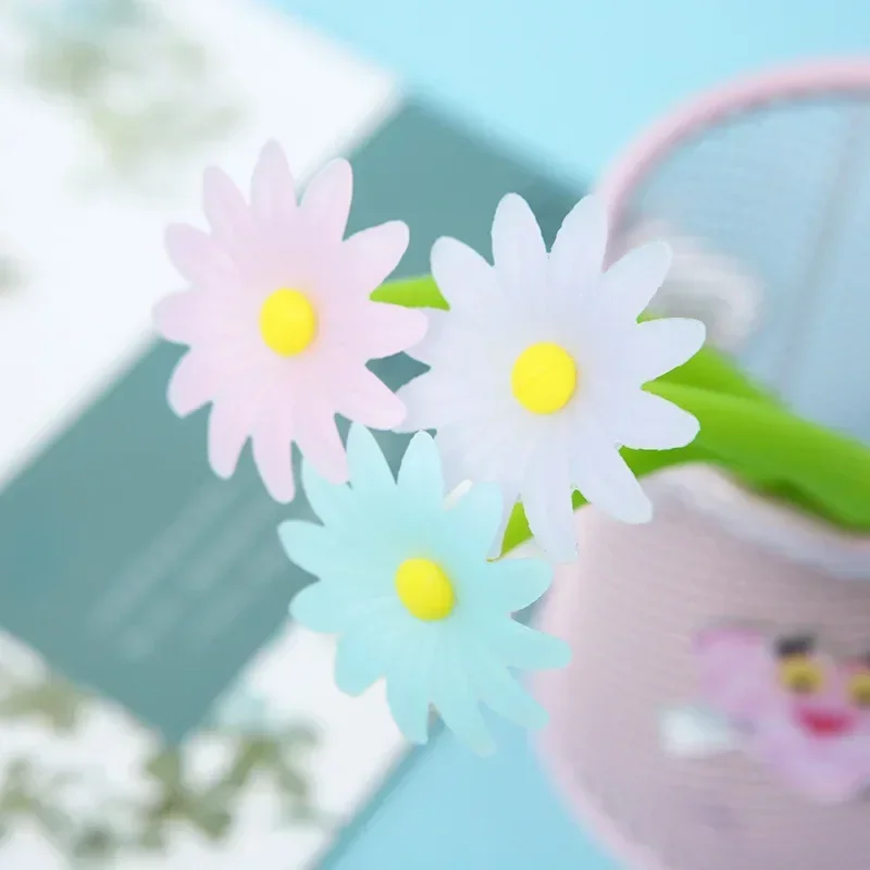 A 48PCS Color Changeable Chrysanthemum Modeling Student Gel Pen Flower Penholder Writing Implement Office Writing Stationery B