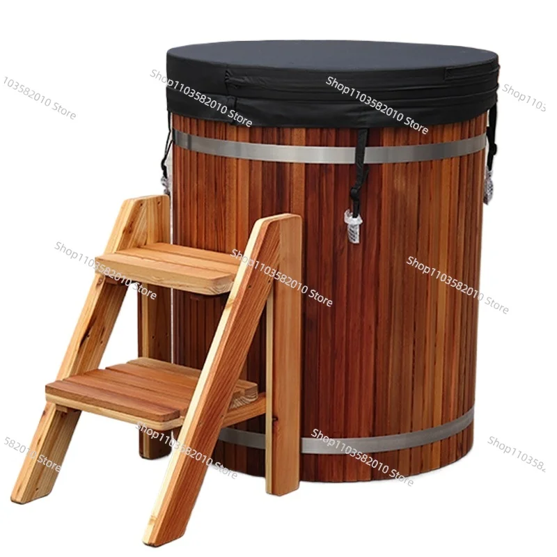 Wooden Cold Tub, Stainless Steel Ice Tub for Chilling Drinks