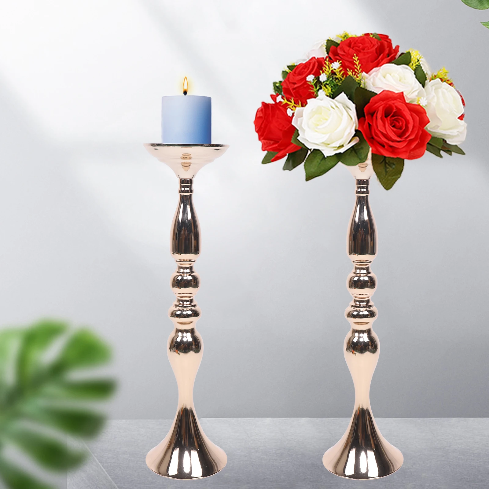 10pcs Golden Wedding Party Candle Holder Flower Stand Vase Table Centerpiece Rack Decor 50CM