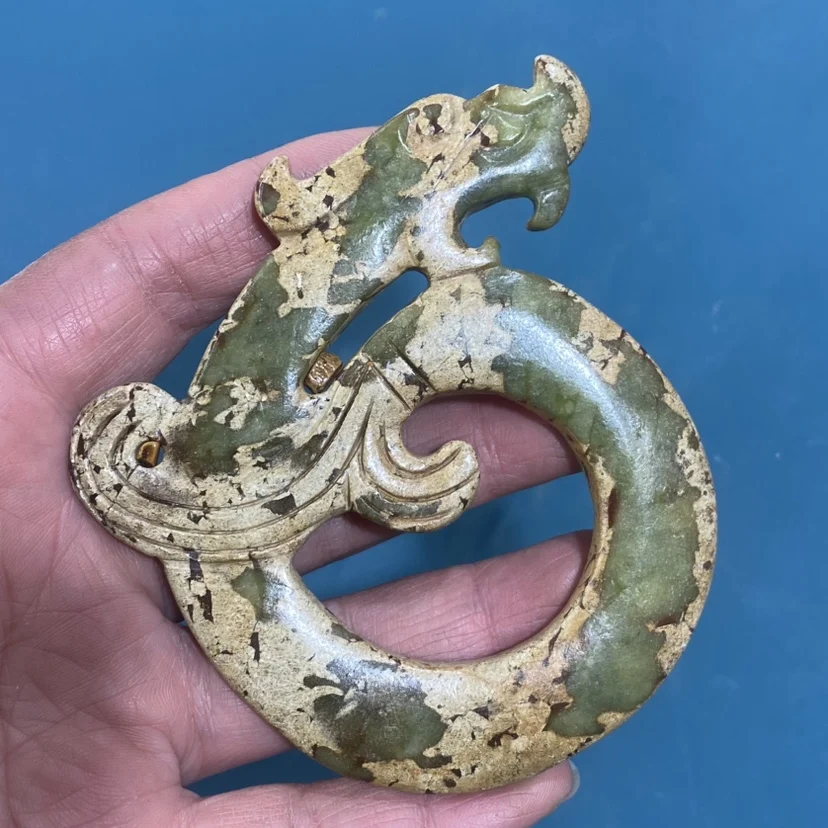 

Han Dynasty rural old high antique pulp old hand dragon handle ornament antique collection