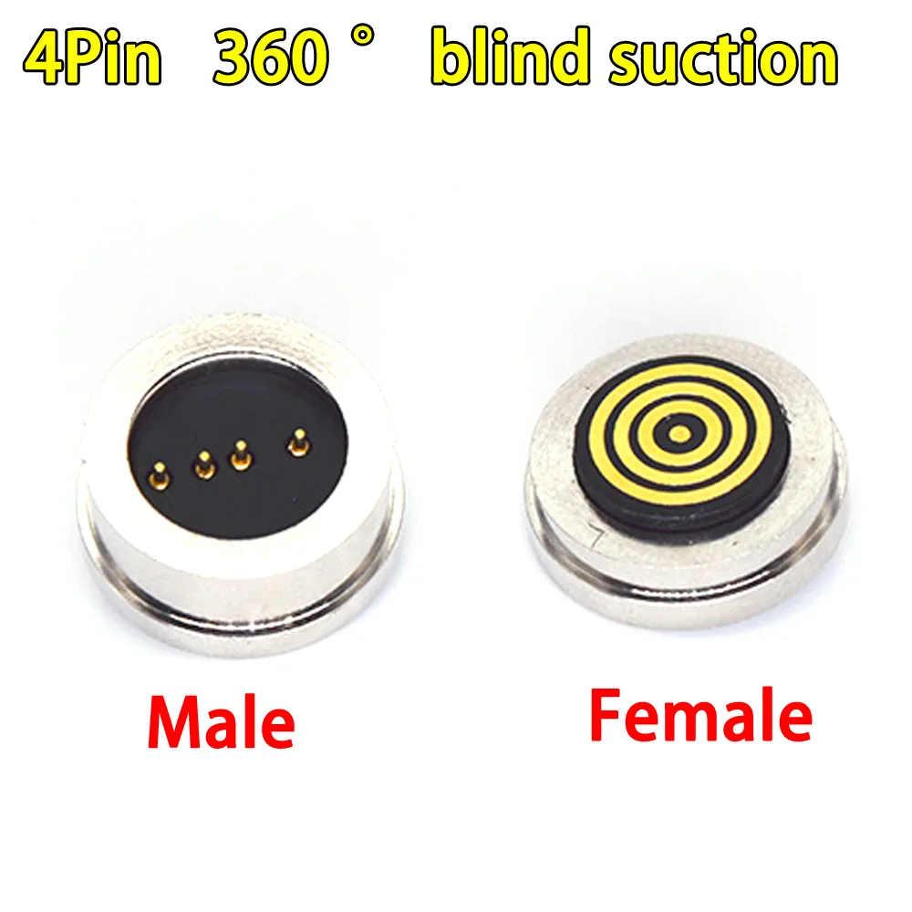 1Pair 4Pin Male Female 360 ° blind suction Waterproof Magnetic Pogo Pin Connector Spring Loaded DC Signal transmission charging