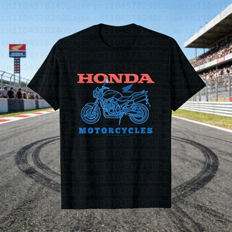 

2025-26 Summer Honda Fashion Moto Honda Graphic Work Clothes 100% Cotton Printed T-shirt Loose Casual Comfortable and Breathable