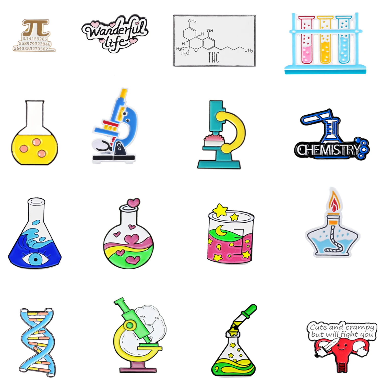 Test Tube Beaker Science Brooches Lapel for Friends Jewelry Chemical Experiment Enamel Pin Color Experimental Bottle Microscope-