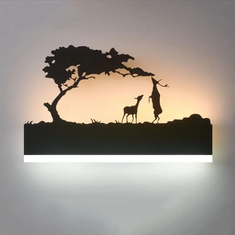 2024 Nordic Led Acryl Achtergrond Wandlamp Moderne Binnenlamp Voor Woonkamer Hal Slaapkamer Decor Dier Sfeer Licht