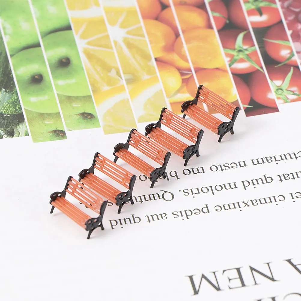 

6Pcs Mini Bench Models Plastic Bench Ornament for Dollhouse Miniature Scene Setting Photography Prop Sandbox Decor