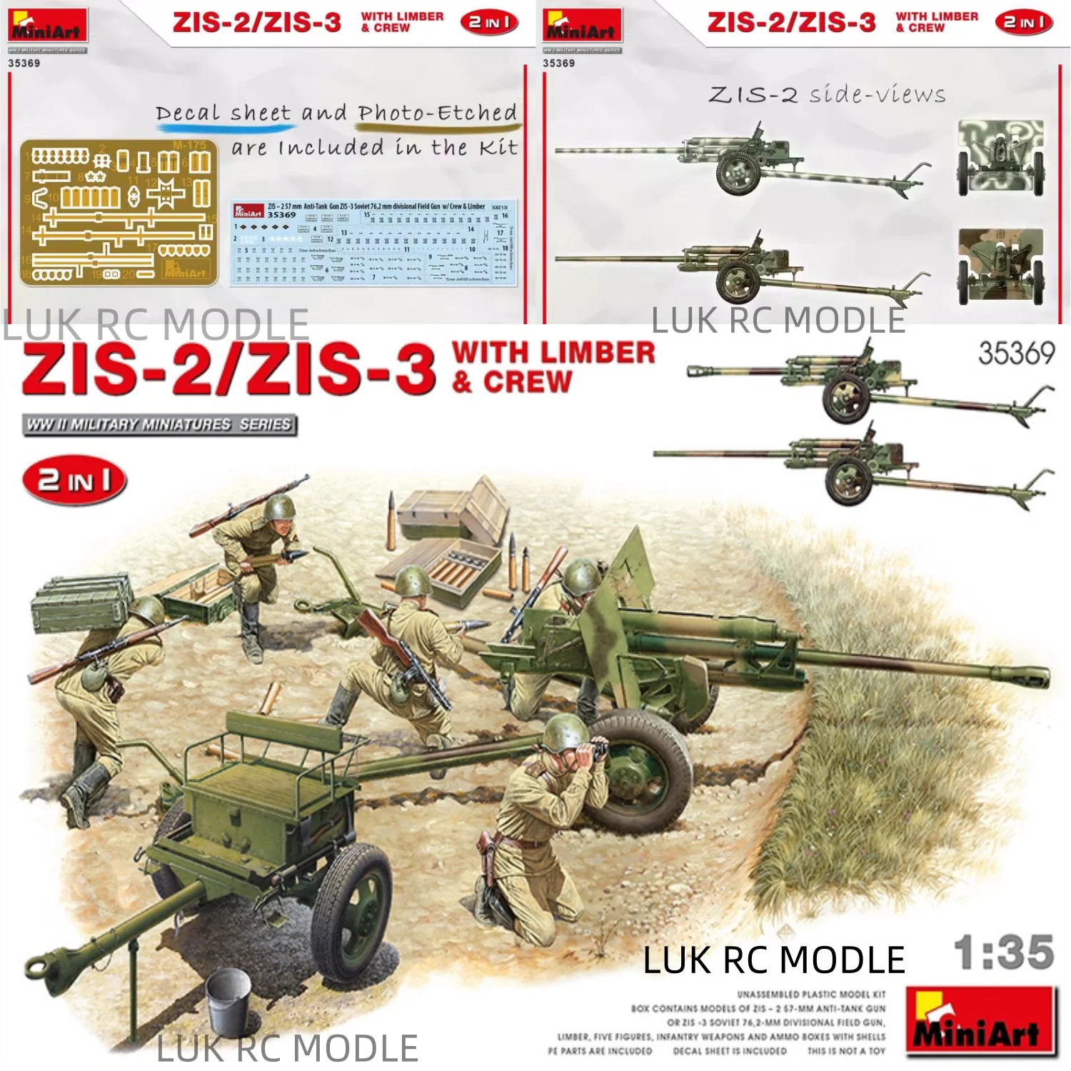 miniart-1-35-soviet-zis-2-zis-3-anti-tank-gun-2in1-35369-assembly-model-miniature-scene-static-model-educational-toys