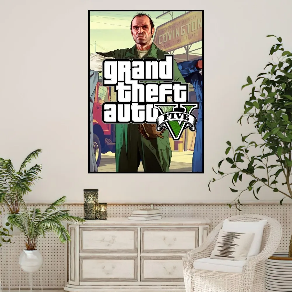 Grand Theft Auto V GTA5 Poster Prints Wall Sticker Painting Bedroom Living Room Decoration Office Home Self Adhesive