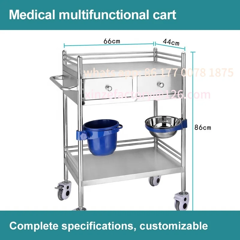Customizable  Stainless Steel Assembled Medicine Cart Medical Trolley