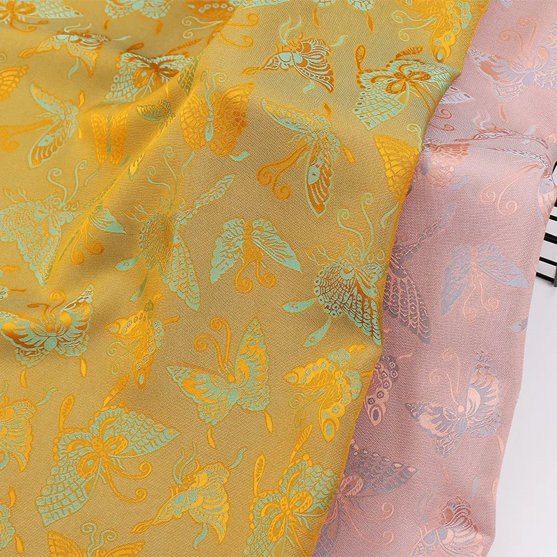 ผ้าไหมอะซิเตทผ้า jacquard สองสีสําหรับแจ๊กเก็ต Hanfu และ cheongsam พิมพ์สไตล์จีน