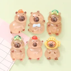 10PCS Kawaii Cartoon Capybara Resin Charms Bright Flatback Animal Earring Keychain Pendant DIY Jewelry Make