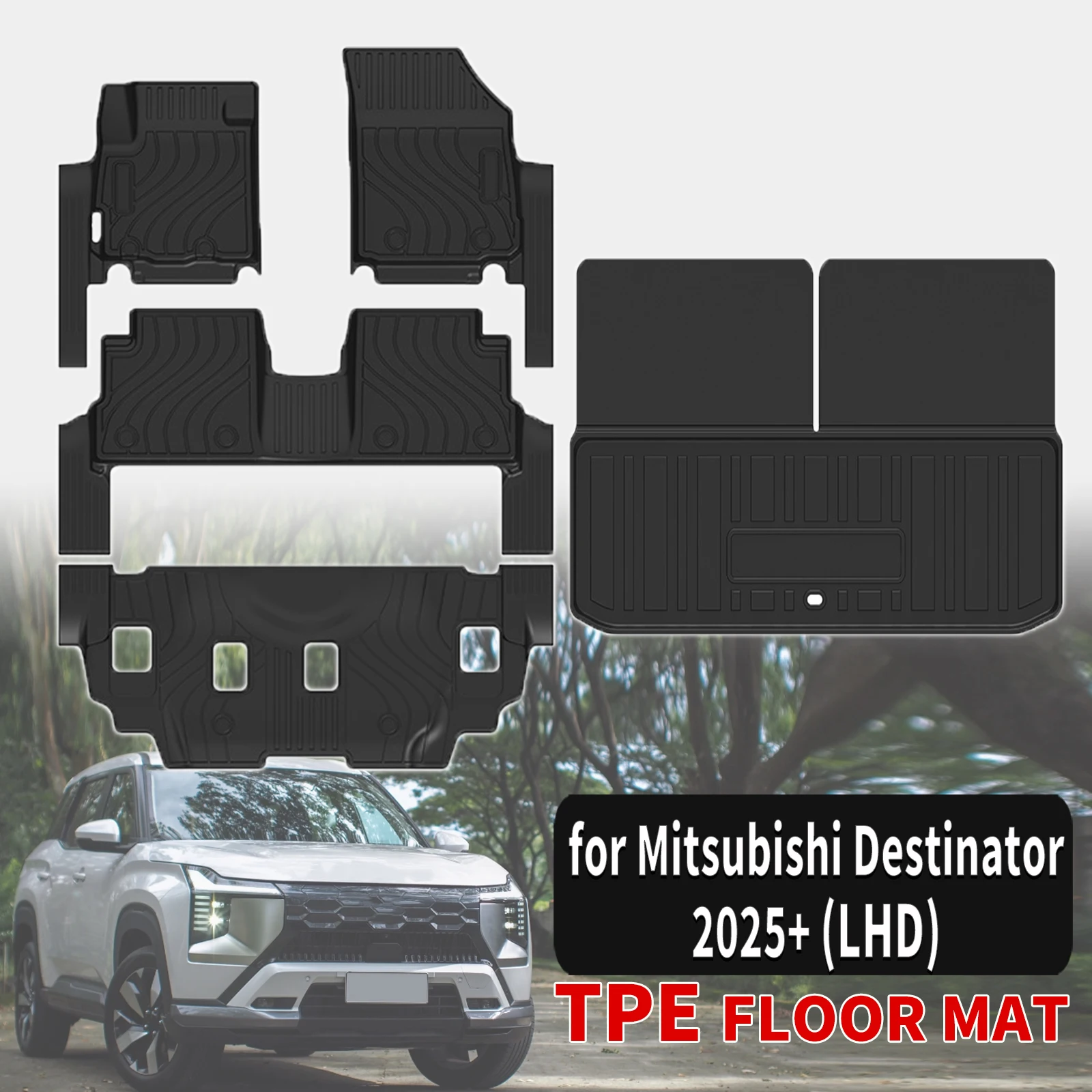 

for Mitsubishi Destinator 2025 2026 2027 Custom Eco-Friendly TPE Floor Mats, All-Weather Waterproof Liners & Trunk Pad