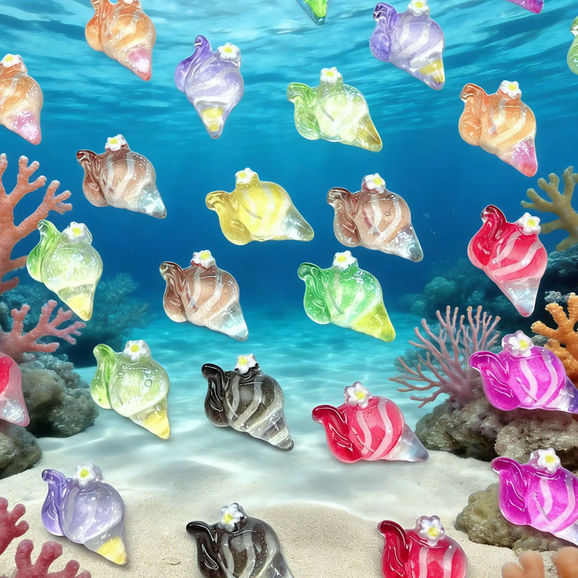 30/50/100P, 7*11mm, Cute Cartoon, Ocean Series, Luminous, Imitation Conch, Conch Shape, Nail Accessories, Wear Nail Accessories