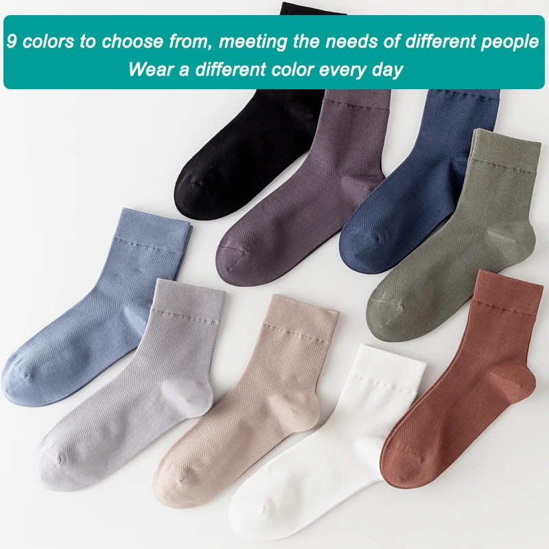 5 Paar Herrensocken aus gekämmter Baumwolle, atmungsaktiv, schwarz, weiß, Business-Langsocken, hochwertige neue Herrensocken in Übergröße EU38-45 – Detail 3