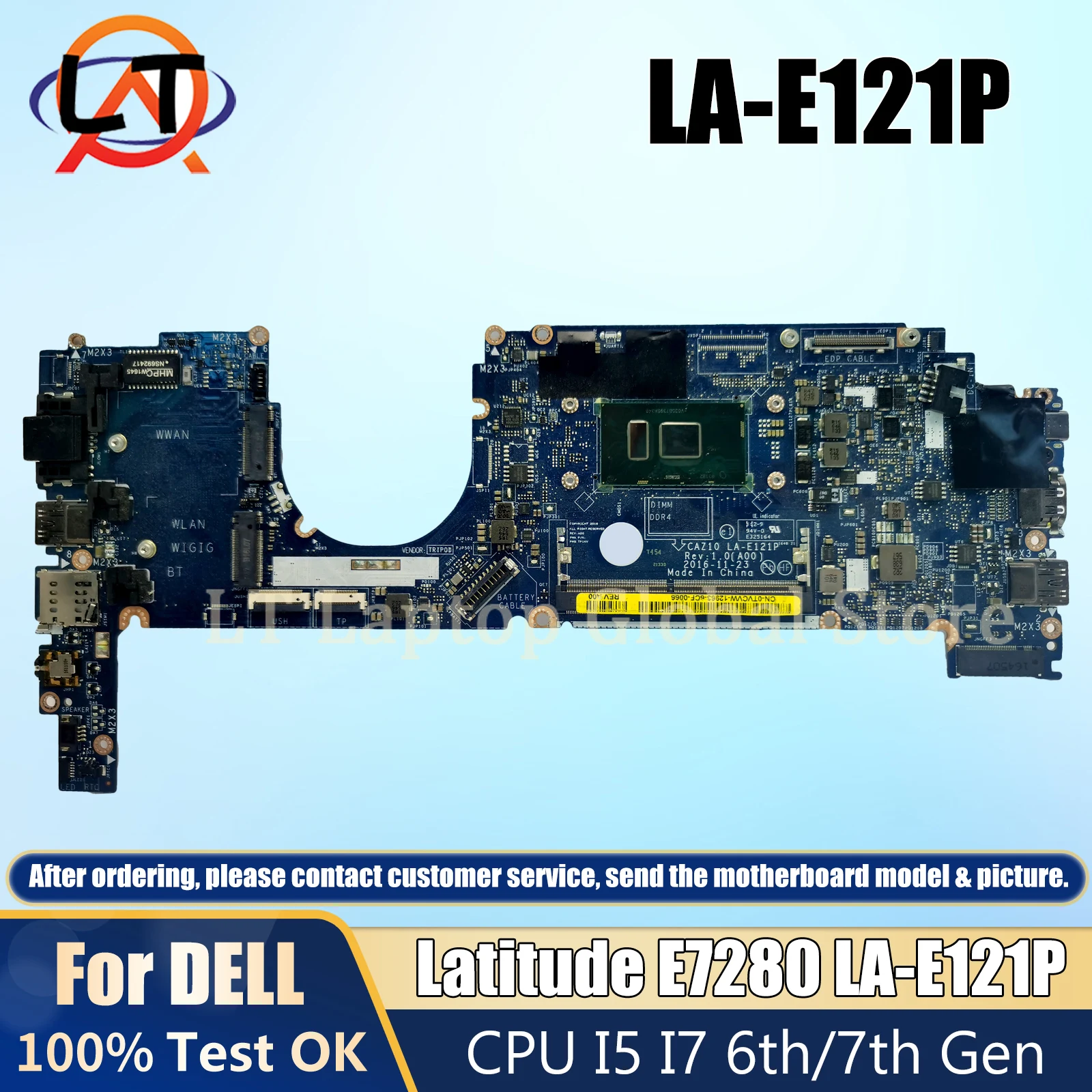 

LA-E121P Mainboard For Dell Latitude 7280 HP2CR E7280 CN-0HP2CR Laptop Motherboard With I5 I7 6th/7th CPU 100% Tested