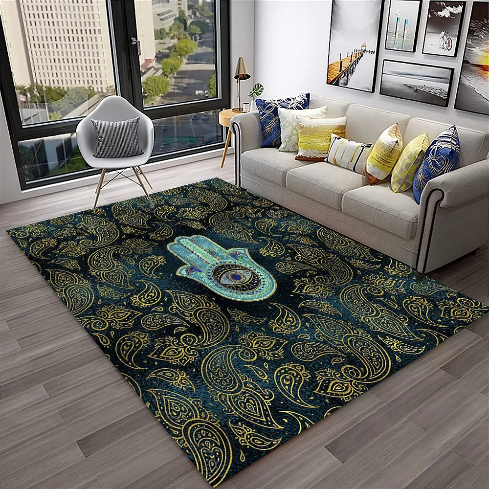 

3D Evil Eye Nazar Tree of Life Carpet Rug for Home Living Room Bedroom Sofa Playroom Doormat Decor,Area Rug Non-slip Floor Mat