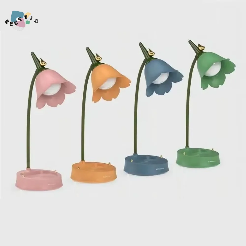 

Регулируемая настольная лампа в форме цветка, перезаряжаемая, с сенсорным управлением, светодиодная, 3 режима яркости, защита для глаз