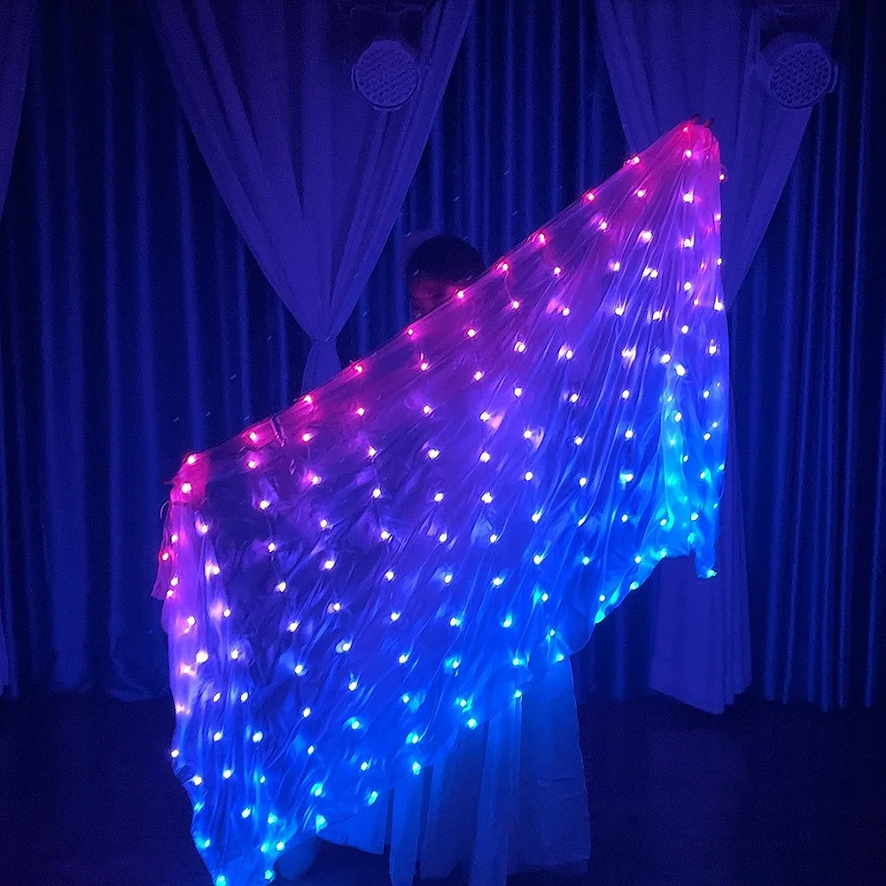 

New Belly Dance Props Silk Yarn Led Color-changing Luminous Charging Dancer Performance Costume Accessories