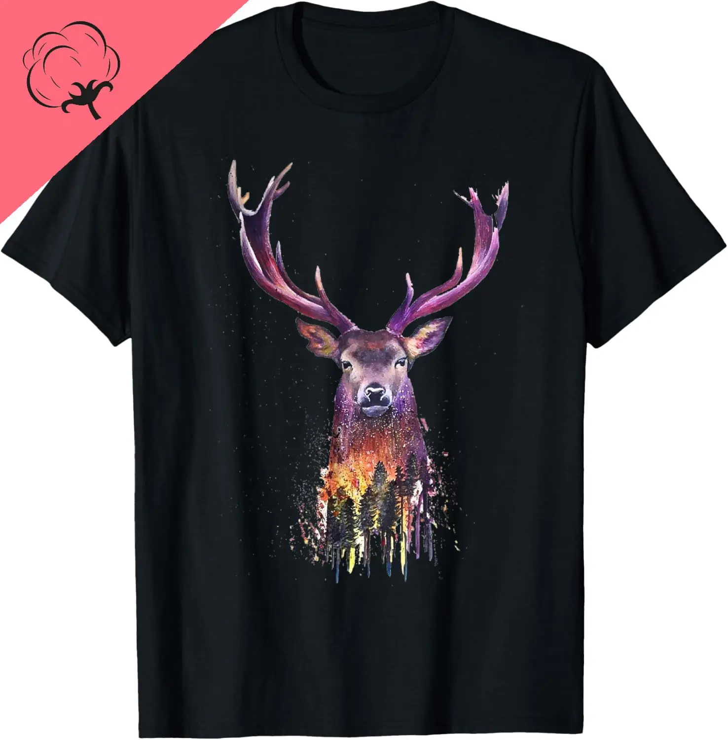 

Абстрактный олень, природный лес, защита окружающей среды, футболка с защитой климата, хлопковая мужская одежда Y2k, Ropa Hombre