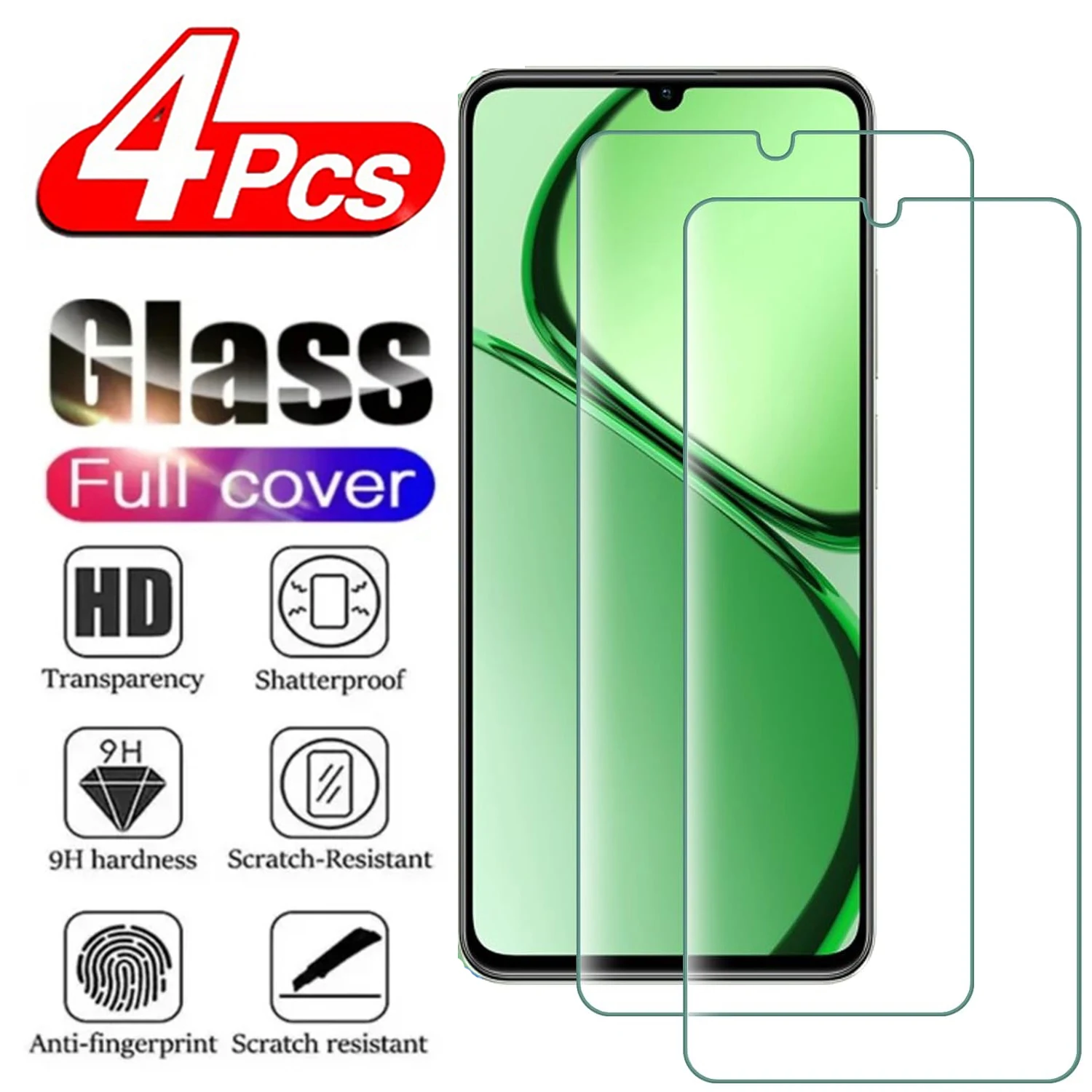 

9H Screen Protector For Realme C61 C63 5G 2/4Pcs HD Tempered Glass