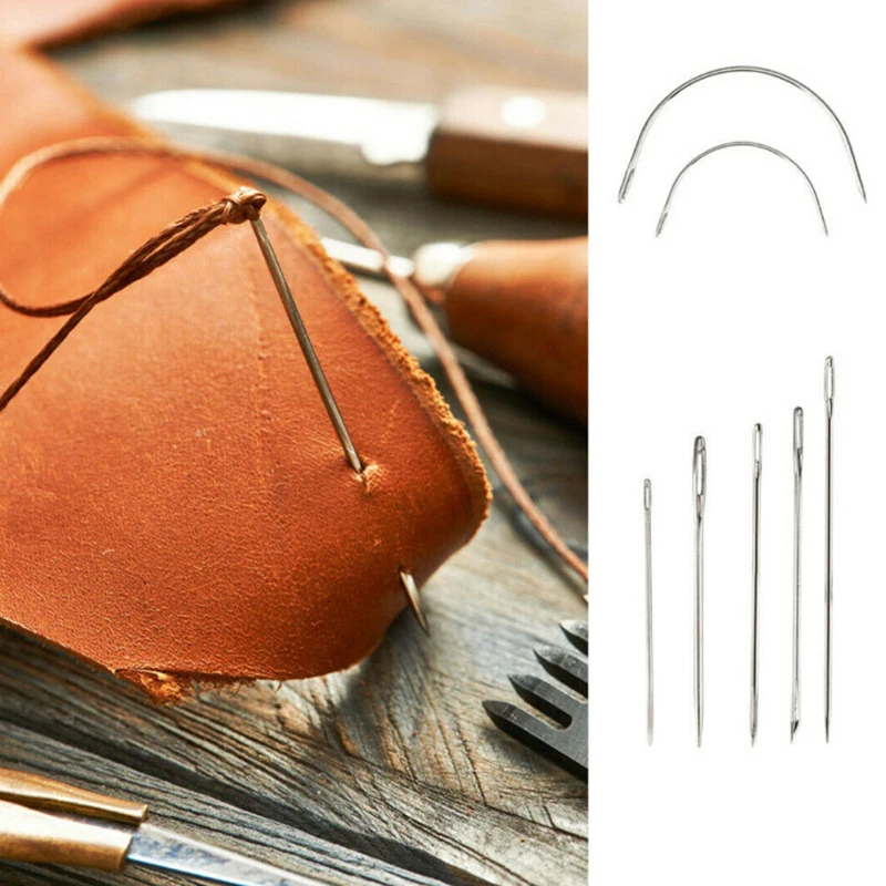 12Pcs/Set Leather Craft Tool Waxed Thread Cord Sewing Needles Shoe Repair Kit