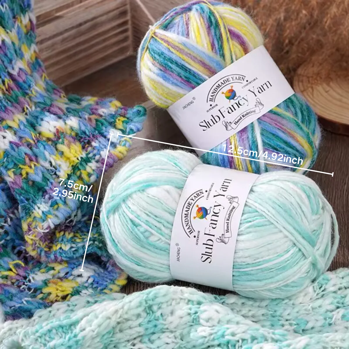 Set of 3 Wool-Blend Gradient-Dyed Yarns, Uneven Thickness and Texture, Perfect for Hand-Knitting Various Home Items