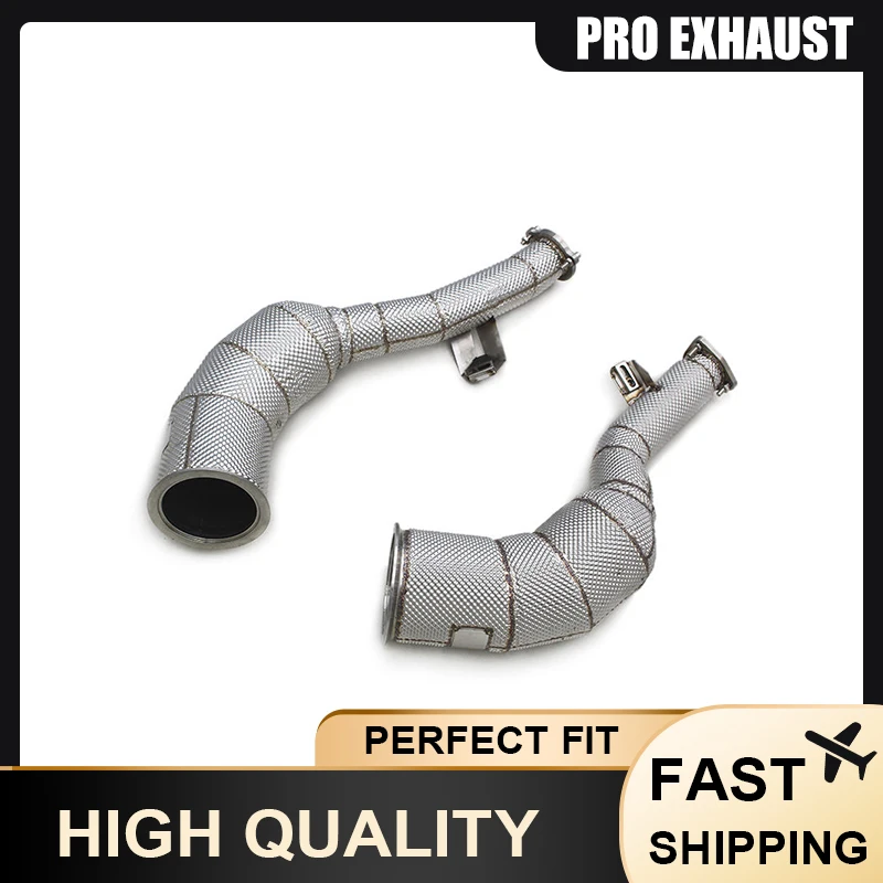 

PRO High Performance Catted/Catless Downpipe for Audi S6 S7 C8 2.9T High Flow Downpipes Exhaust Headers Pipe With Heat Wrapped