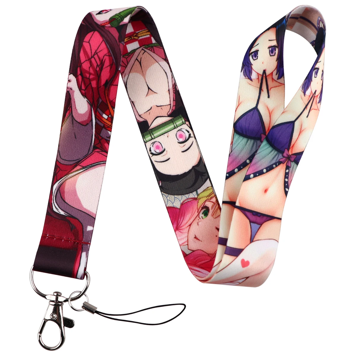 Japanese Anime Lanyard Keychain ID Credit Card Cover Pass Mobile Phone Charm Neck Straps Badge Holder Key Holder Accessories