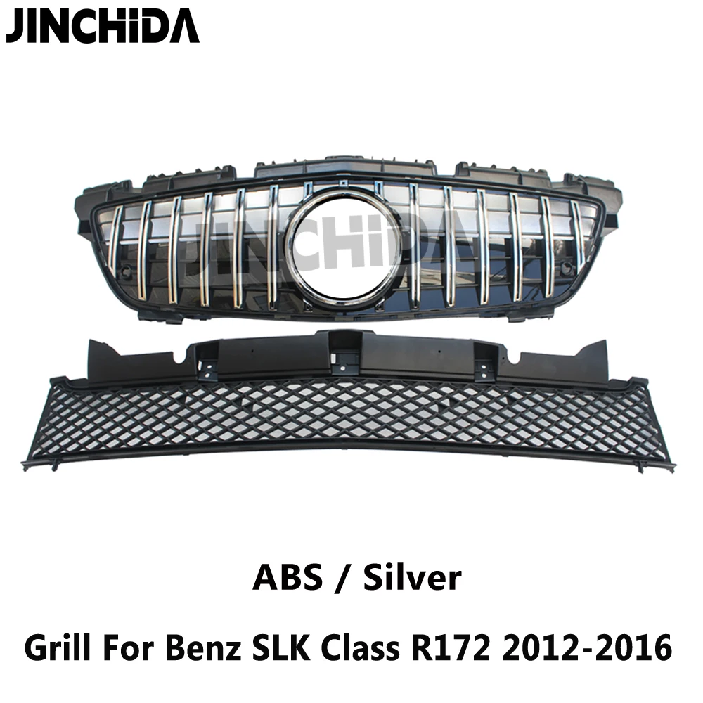 GT Style Silver Front Bumper Grille Mesh For Mercedes SLK Class R172 SLK200 SLK250 SLK350 2012 2013 2014 2015 2016