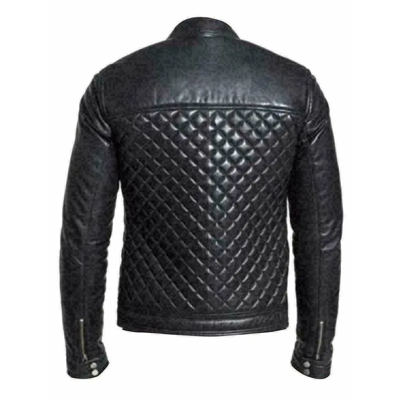 Fashion Men's Real Leather Quilted Jacket Motorcycle Lambskin Jacket Fashion Trends