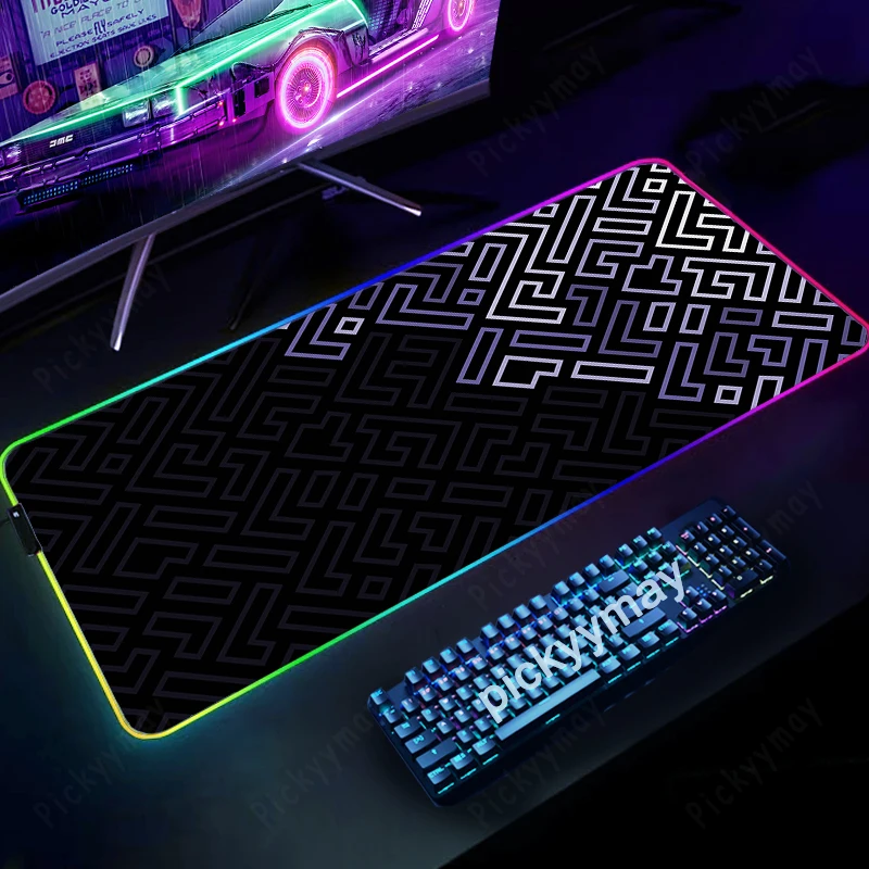 

Geometric LED Gaming Mousepads Black Purple Large Backlight Desk Mat 100x50cm Gamer Mousepad RGB Mouse Pad Luminous Mouse Mat