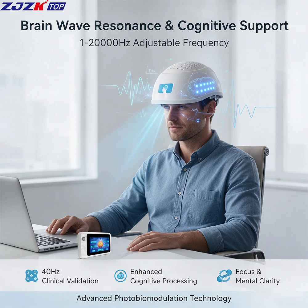 ZJZKTOP 810nm Red Light Brain Therapy Helmet 448 Diodes Photobiomodulation Neuro Brain Cap for Autism Children Neurological Care