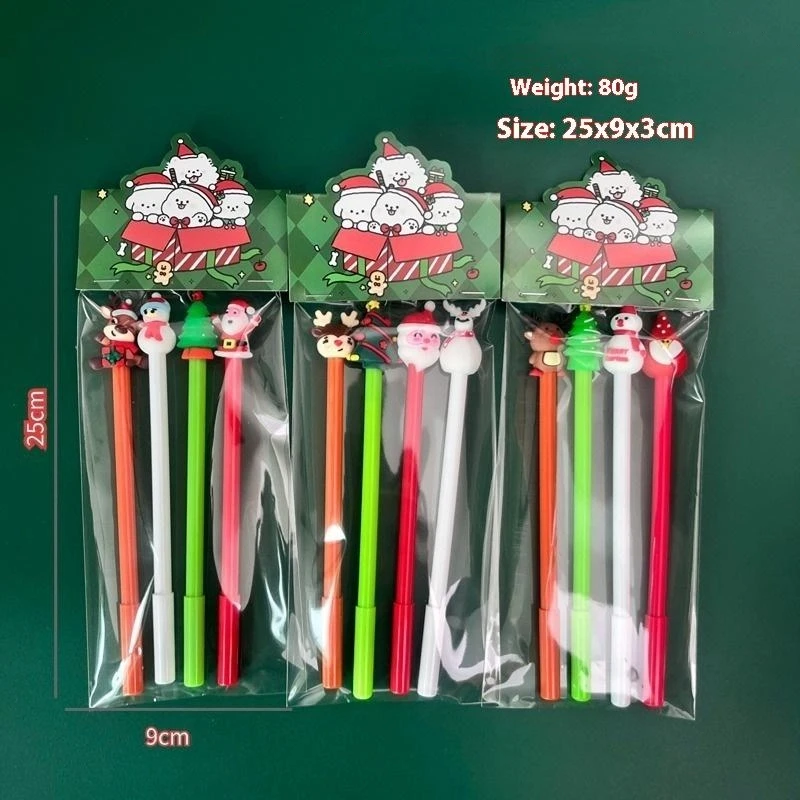 

Hot Sale Cartoon Christmas Ballpoint Pen Santa Claus Colored Handbook Press Pen, Student Christmas Gifts Stationery Prizes