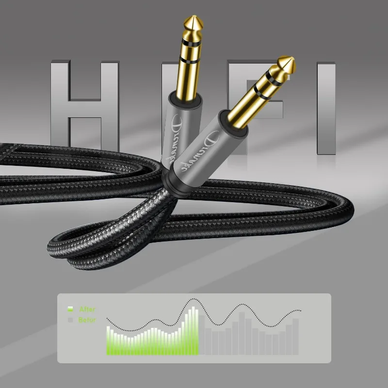 Jack 6.35mm 1/4 inch TRS Male to Male Plug Stereo Audio Cord Quarter Inch 6.35mm Balanced Interconnect Cord for DJ Pro Amplifier
