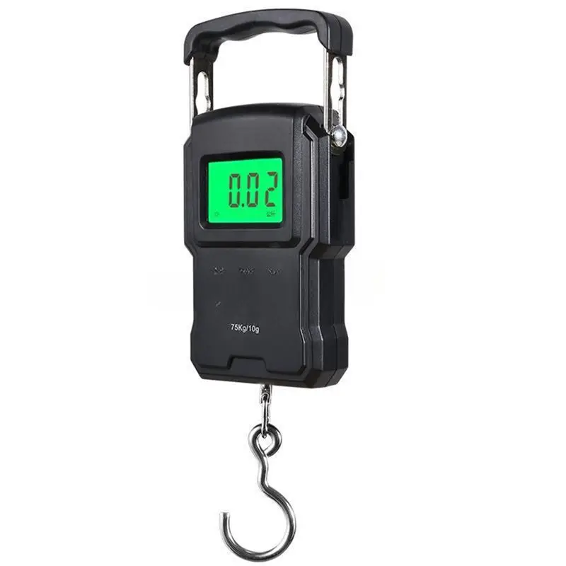 AB33-Digital Backlight Fish Hanging Hook Scale 75Kg/10G Tape Measure Portable Digital Scale With 1M Ruler