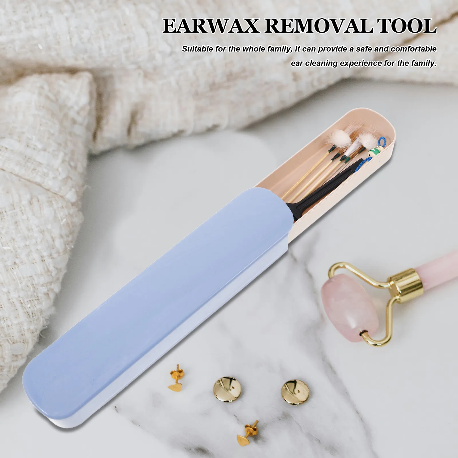 1Set Ear Wax Cleaner Tool Set Wooden Metal Goose Portable Ear Picks for Home and Travel Ears Cleaner Tool