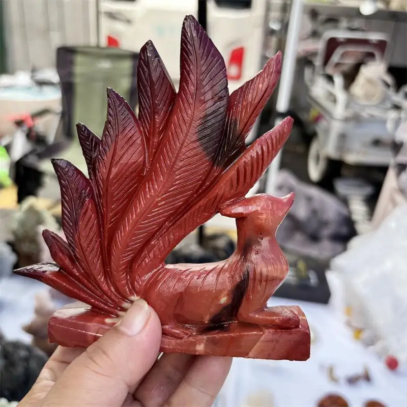 

Natural Red Nine-tailed Fox Stone Quartz Carving Healing Crystal Ornaments Gifts Reiki Quartz Home Room Decoration Gift 1PCS