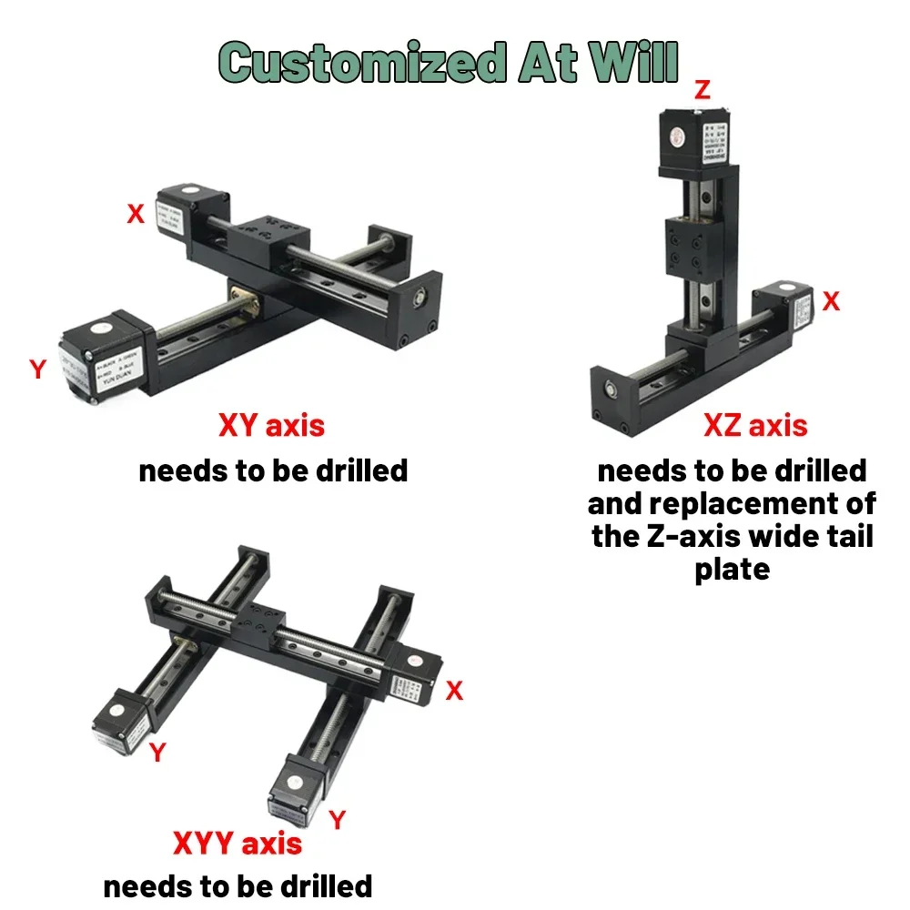 T-type Mini Sliding Table CNC Z Axis Linear Actuator NEMA11 Linear Motor kit Manual Slide Stage