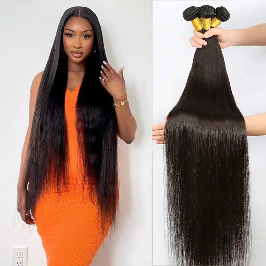 Straight Human Hair Bundles 20 22 Inches 100% Virgin Human Hair Bundles Hair Extensions Weave Hair Human Bundles Natural Black