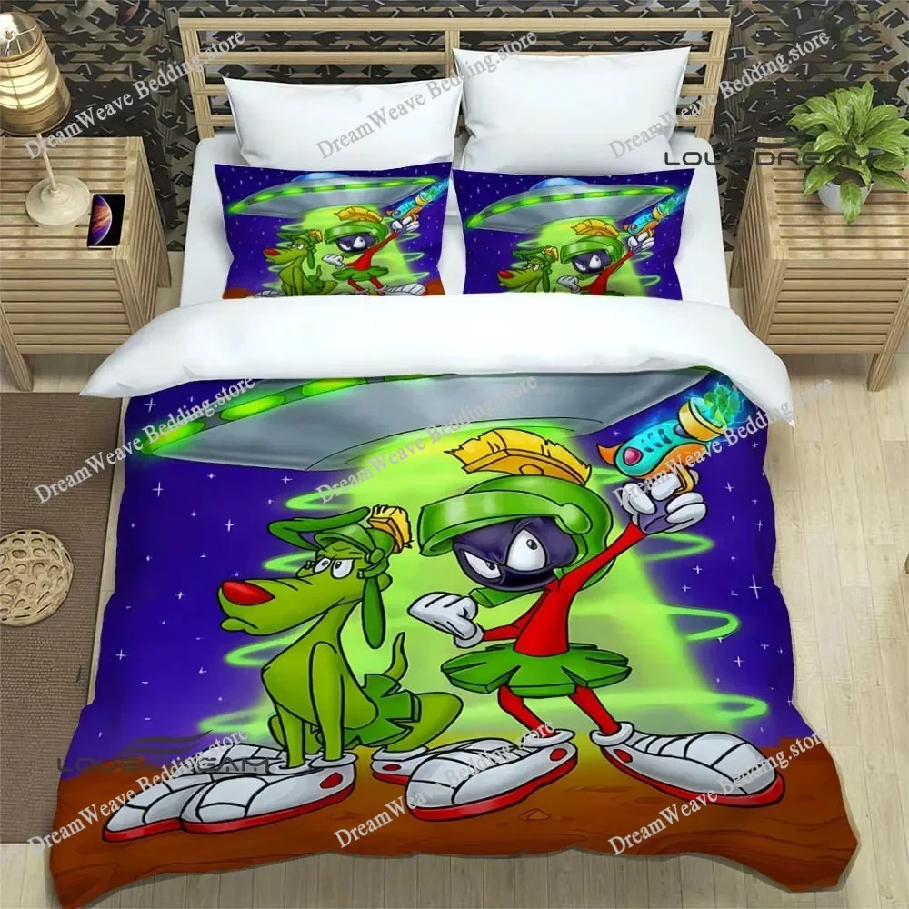 

3D Printed Anime Marvin The Martian Bedding Set Boys Girls Twin Queen Size Duvet Cover Pillowcase Bed Kids Adult Home Textile
