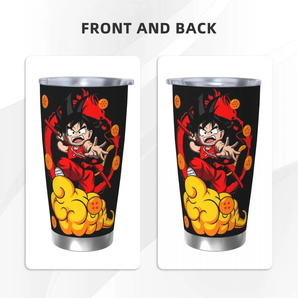 The Chibi Powerful Hero Tumbler Vacuum Insulated DBZ Dragon Ball Coffee Cups Vacuum Flask Office Home Mug Water Bottle, 20oz